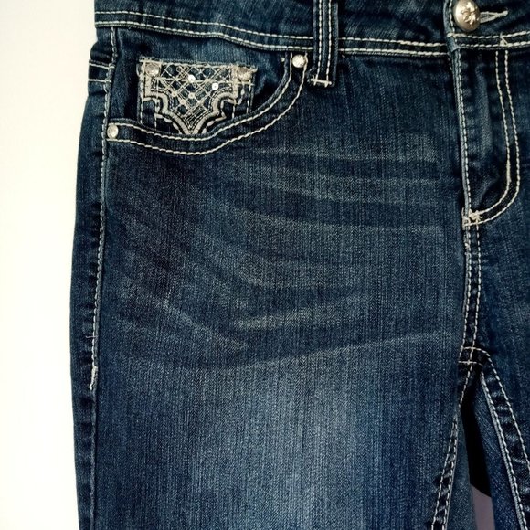 ZCO Jeans  Girls size 14 or Women's size 6  Silver Metallic Sequin  Stretch  GUC - Picture 7 of 11